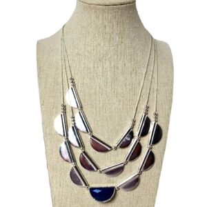 THE SAK SILVER COLOR 3 ROW  NECKLACES‎ NEW RECYCLED METAL NWT SUMMER FALL WINTER